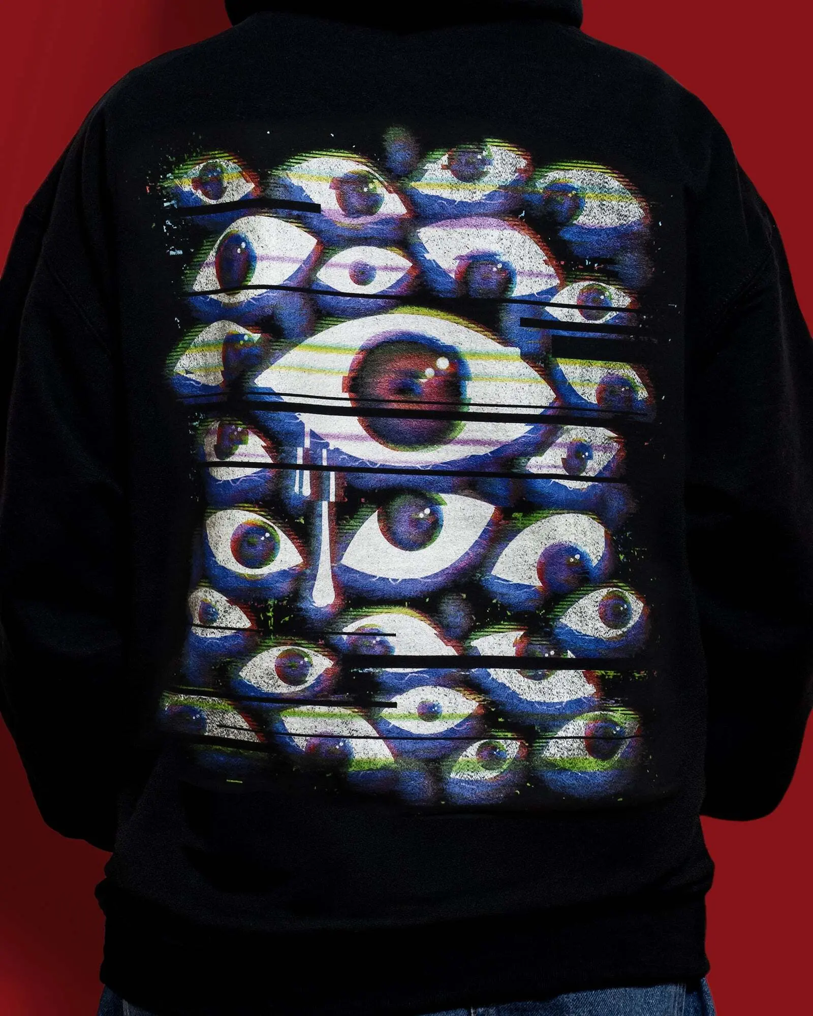The Doctor All Over Eyes Black Drawstring Hoodie - Image 2